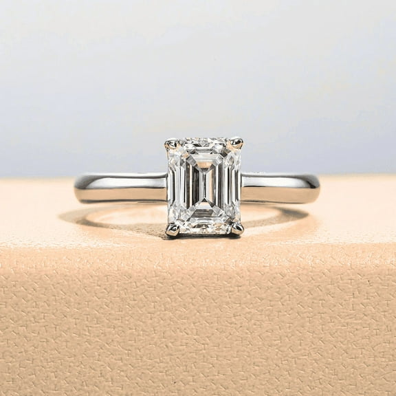 Silvago Jewel Emerald Cut Excellent 2 Ct Diamond Ring For Women's - White Gold Over 14K Silver Diamond Rings for Her - Solitaire Diamond Rings for Women's - Solo Stone Diamond Rings for Women's