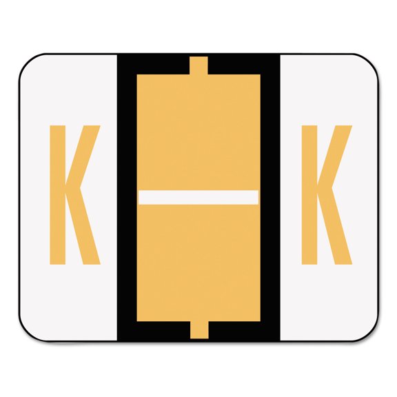 Smead A-Z Color-Coded Bar-Style End Tab Labels, Letter K, Light Orange, 500/Roll -SMD67081