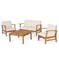 thumbnail image 2 of Outdoor 4 Seater Finished Acacia Wood Chat Set with Cushions,Teak,Cream, 2 of 15
