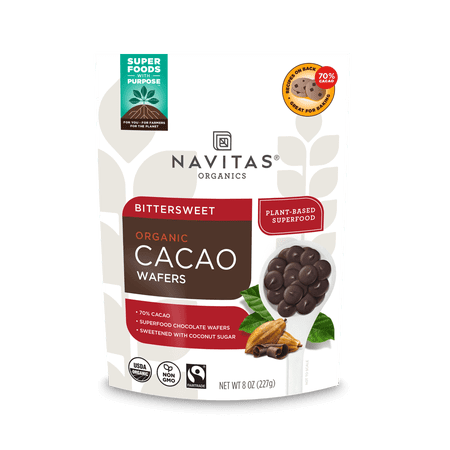 (Pack of 6), Navitas Organics Organic Cacao Wafers, 8 oz