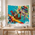 thumbnail image 5 of Airplane Pilot Flying Among Cupcakes and Clouds, Playful Illustration for Aviation Fans, Sweet Flight Decor, Birthday Gift, Tapestry Wall Hanging for Bedroom, Studio and Dorm, 5 of 7