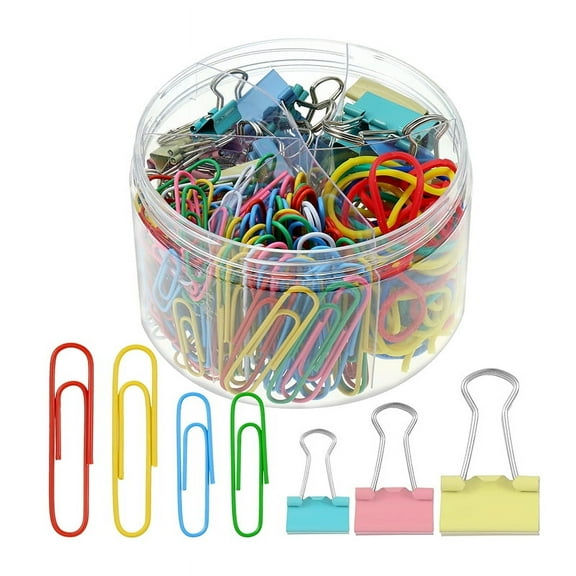 50pcs Binder Clips .50pcs Multicolor Rubber Bands.150pcs paper clip. Suitable for schools, homes, or offices