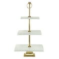 thumbnail image 2 of DecMode 12" x 22" White Ceramic Terrazzo 3 Tiered Server with Gold Base, 1-Piece, 2 of 5