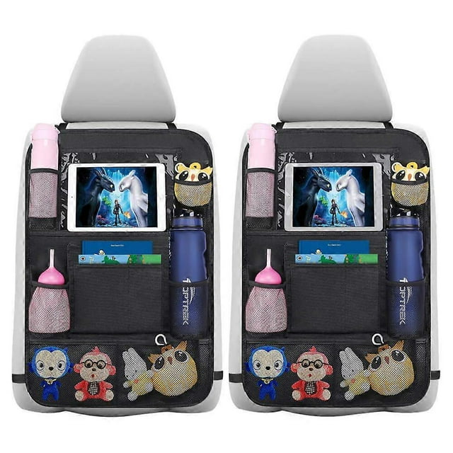 Protector de respaldo de coche, organizador grande para asiento trasero de coche para niños, fundas de asiento trasero de tela Oxford impermeables con