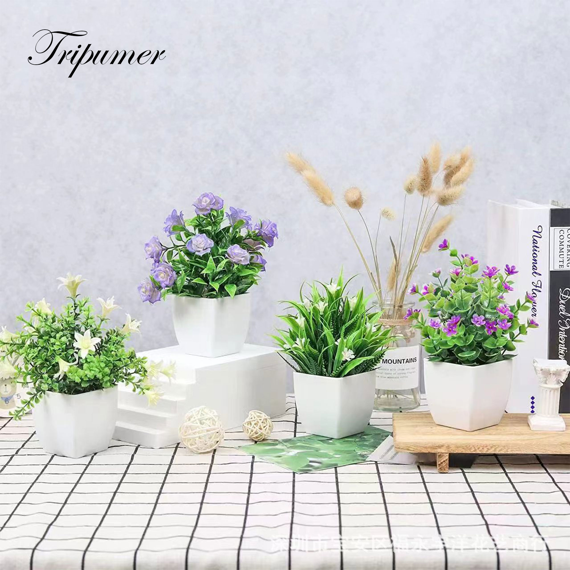 Semfri 4-Pack Mini Artificial Potted Plants, Farmhouse Decor photo 3