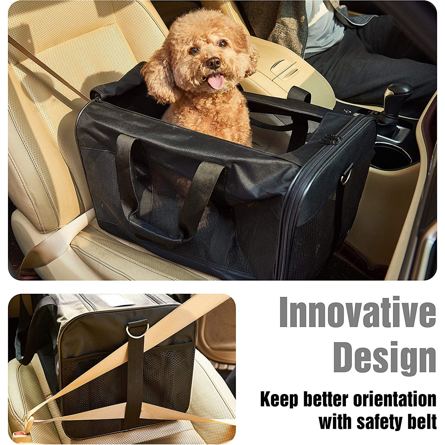 Pefilos 17" Airline Approved Soft-Sided Mesh Pet Travel Carrier for Cats, Small Dogs, Kittens or Puppies, Black Pefilos 17" Airline Approved Soft-Sided Mesh Pet Travel Carrier for Cats, Small Dogs, Kittens or Puppies, Black