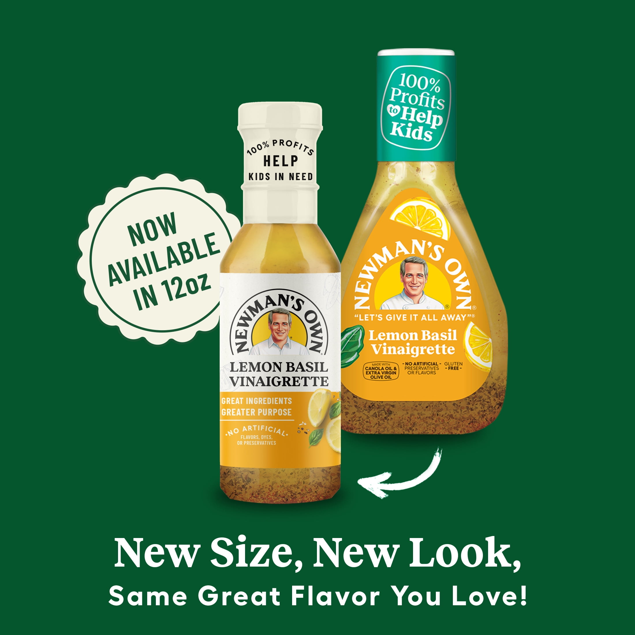 (2 pack) Newman's Own Lemon Basil Vinaigrette Salad Dressing and Marinade, 12 fl oz
