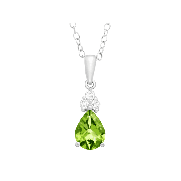 Women's Finecraft Peridot & White Topaz Pendant Necklace in Sterling Silver, 18"