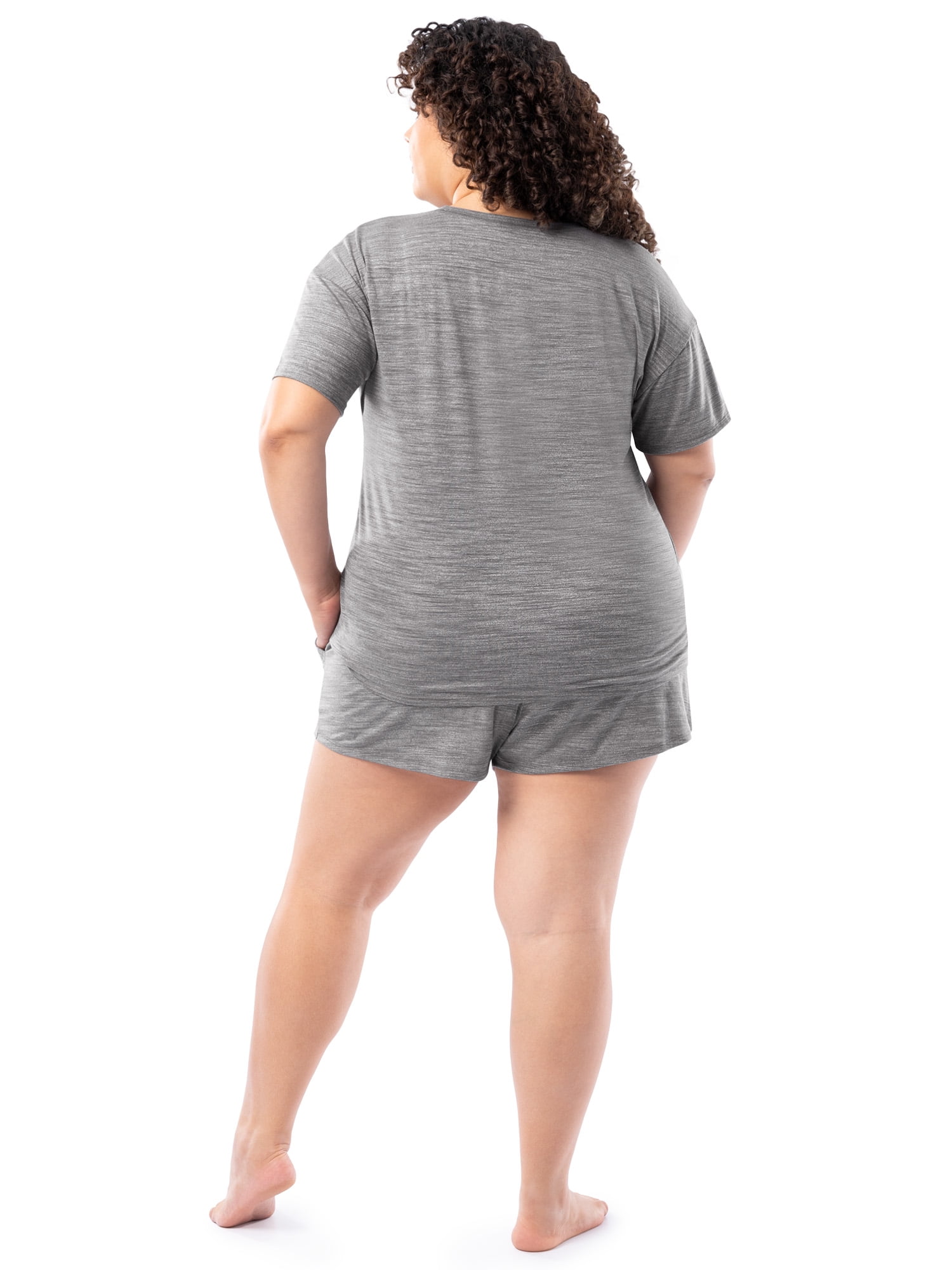 Fruit of the Loom Women's Soft and Breathable Short Sleeve Crew Top & Pajama Short Set, Sizes S-4X
