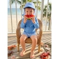thumbnail image 2 of BemeyourBBs Toddler Baby Boy 2 Piece Swimsuit with Sun Hat Infant Boys Bathing Suit Swimwear UPF 50+ Long Sleeve Rash Guard Swiming Tops and Plaid Swim Trunks Shorts Set Summer Pool Beachwear, 2 of 9