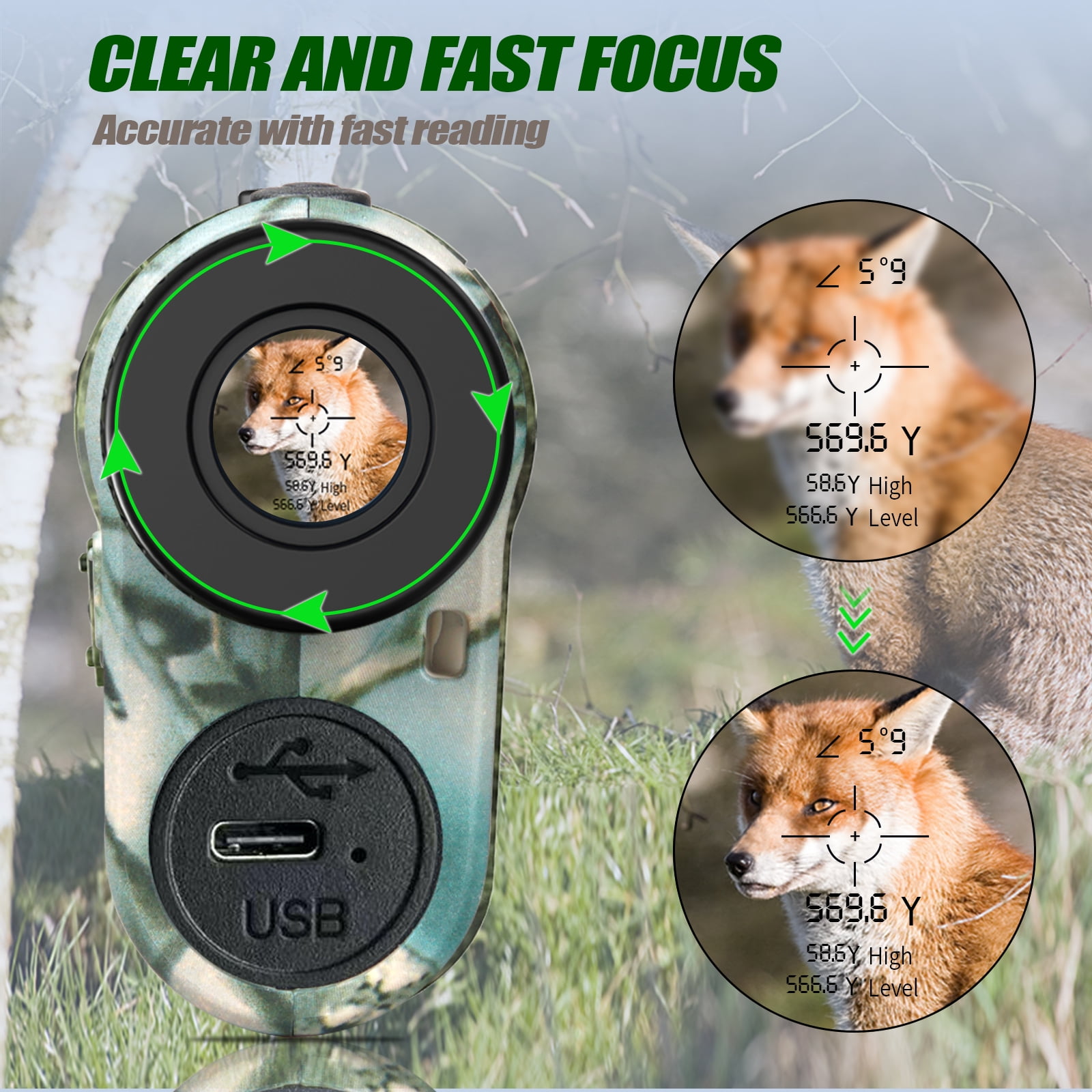REVASRI Hunting Laser Rangefinder with Rechargeable Battery, Maximum Operating Range 1000 Yards