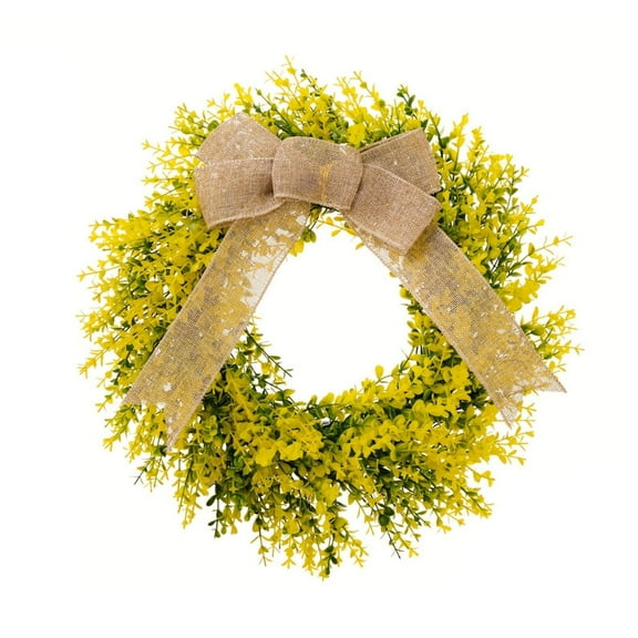 Artificial Yellow Leaf Wreath Spring Wreath for Front Door Indoor and Outdoor