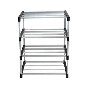 Mainstays 4-Tier Shoe Rack, Black and Silver
