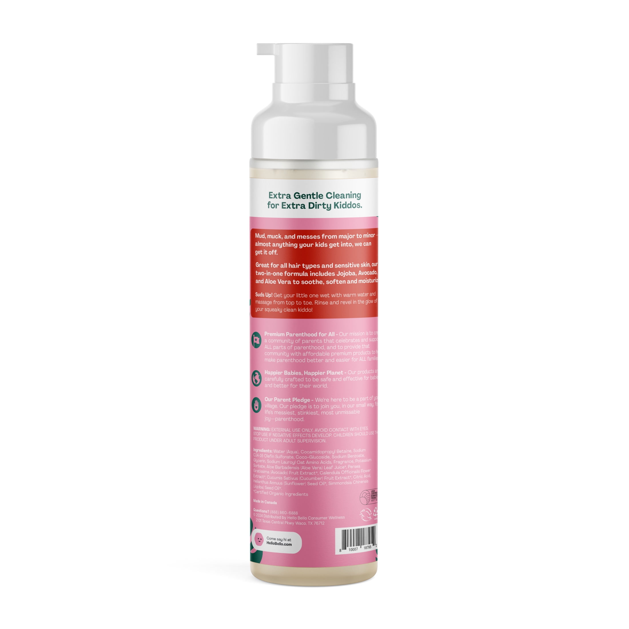 Hello Bello Kid's Shampoo & Body Wash, Tear-Free for All Hair Types, Watermelon, 10 fl oz