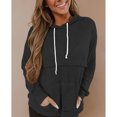 thumbnail image 3 of Blusa informal para mujer, sudaderas con capucha, cordón, manga larga, bolsillo, Top informal para mujer a la moda, negro XXL, 3 of 6