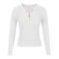 thumbnail image 4 of Fesfesfes Women Sweater Fall And Winter Casual Zipper Round Neck Long Sleeve Solid Color Sweater Tops Blouse or, 4 of 8