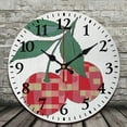 thumbnail image 2 of YILUYINQING 10-Inch Wooden Wall Clock with Cherries Green Leaf Print, Wall Decor for Living Room - Battery Operated, Perfect for Home Decoration and Gifting 10x10in, 2 of 8