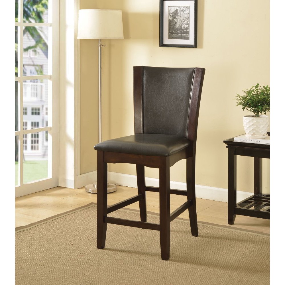 Armless Wooden Counter Height Chair (Set2), Brown