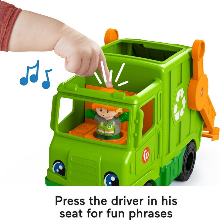 Fisher Price Little People Recycling Truck Musical Toddler Garbage Toy Set 5 Pieces
