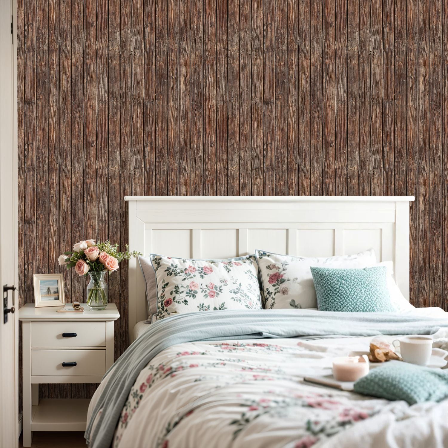 Peel and Stick Wallpaper Rustic Weathered Wooden Plank Wall Texture Natural Brown Wood Grain 17.7in x 118in Contact Paper Removable Self Adhesive Wall Mural Wall Decor for Bedroom Kitchen Cabinets