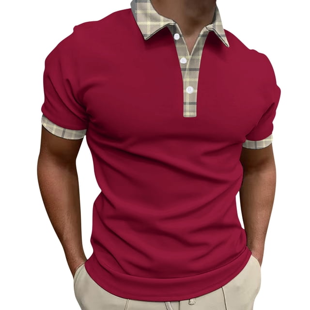 Cathalem Polos Ajustés pour Hommes Polo à Manches Courtes Moderne, Rouge m