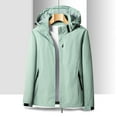 thumbnail image 4 of Oksale Plus Size Rain Jackets for Women Casual Zip Up Raincoats with Pockets Loose Long Sleeve Jackets Solid Color Windbreaker Outdoor Layer Rain Coats 2025 Tops Green L, 4 of 5