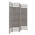 thumbnail image 3 of THY COLLECTIBLES Decorative Freestanding Woven Bamboo 4 Panels Hinged Privacy Panel Screen Portable Folding Room Divider (Darkmocha) (Grey), 3 of 4