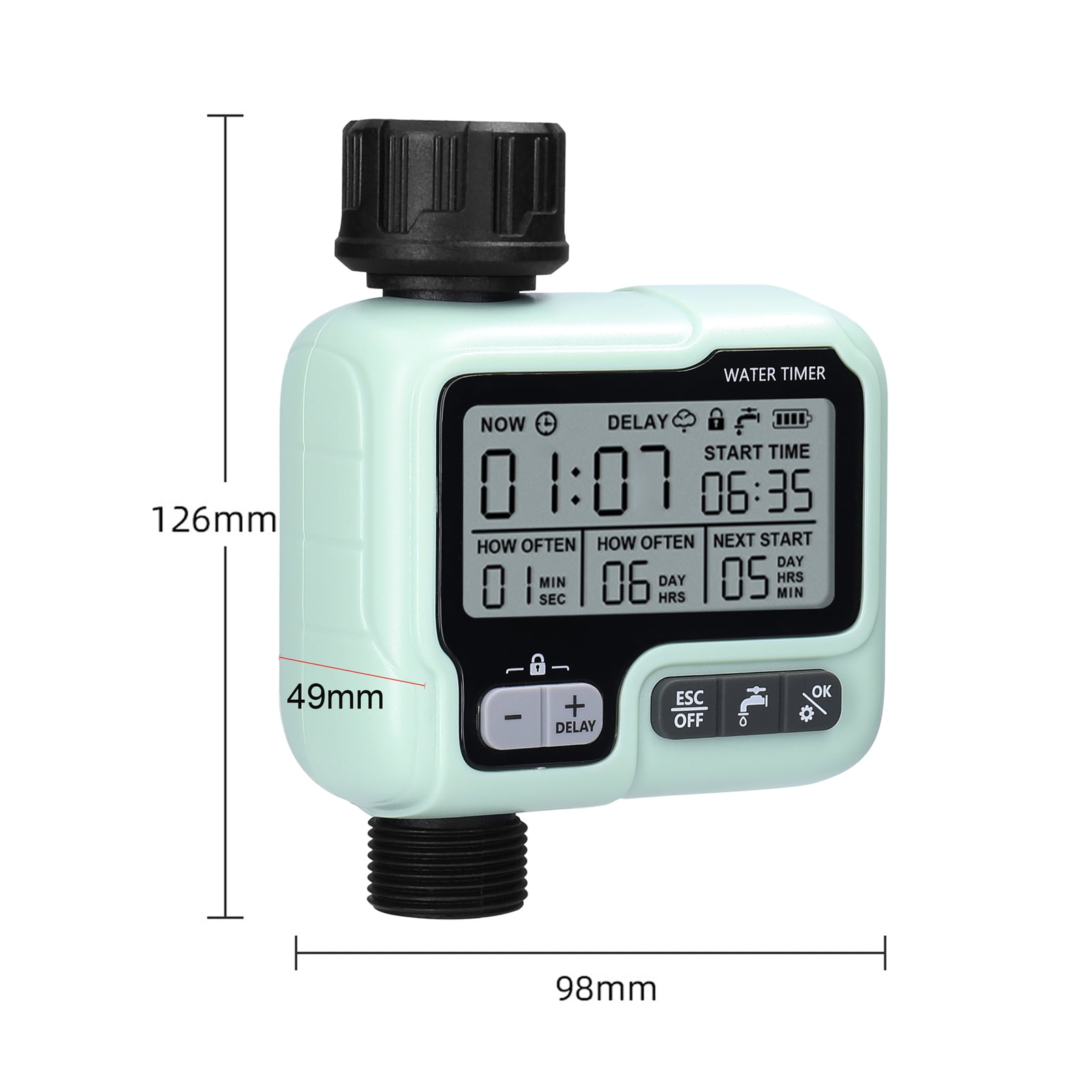KKMOON KKmoon 3 Separate Programs Water Timer 3in Large Screen IP65 Waterproof R2N4 