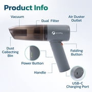 Purely C215 Mini Wireless Vacuum Cleaner, Handheld Vacuum Cordless Rechargeable with Brushless 120W High Power Motor, 3 in 1 Blowing Small Desk Vacuum for Car, Home, Office