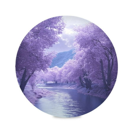 

Round Plate Mat 15.4x15.4 Inchesx1 Placemat Table Mat Kitchen Mat Coffee Mat Fabric Thick Strong Wear-Resistant Heat Resistance Purple River Picture