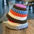 thumbnail image 2 of CoCopeaunts Bucket Hat Mix Colors Strip Autumn Winter Handmade Thick Knit Bowler Hat Matching Foldable Floppy Fisherman Hat, 2 of 8