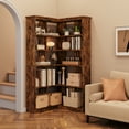 thumbnail image 2 of Corner Bookshelf 72.8in Farmhouse Bookcase Large Bookshelves Wood Bookcase Tall 5 Tier Corner Shelf L Shaped Bookshelf Storage Display Rack Living Room Bedroom, 2 of 9