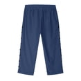 thumbnail image 6 of Mwjwdo Linen Pants Girls Summer Capri Shorts Lightweight Drawstring Pants Trendy Straight Leg Pant Button Pant with Pockets Navy 10 Years, 6 of 8