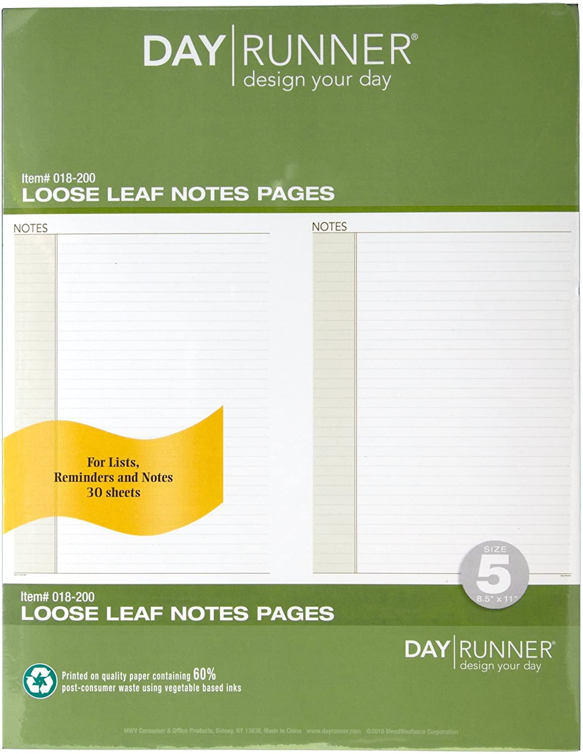Day Runner Undated Planner Notes Refill, 8.5 x 11 Inches (018200