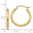 thumbnail image 4 of Real 14kt Yellow Gold Polished 2mm Tube Hoop Earrings; for Adults and Teens; for Women and Men, 4 of 4