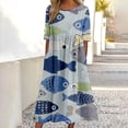 thumbnail image 2 of Vestido largo Akivide Summer Boho Floral de manga corta para mujer, 2 of 3