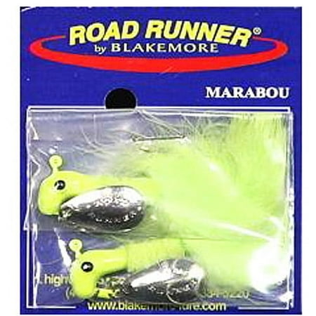 UPC: 0020801043419 | Blakemore B2-1004-012 Road Runner Marabou Jighead 1/4oz Chartreuse Underspin Fishing jig.