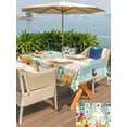 thumbnail image 4 of Outdoor Tablecloth with Umbrella Hole and Zipper, Easter Rectangle Table Cloth 60x102 Inch Waterproof Tablecloth, Spring Watercolor Eggs Country Tulip Wooden Grain Picnic Table Cover for Patio, 4 of 7