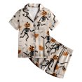 thumbnail image 5 of UAYOTSE Girls Short Sleeve Satin Pjs Set, Button‑Front Collared Top and Matching Shorts, Kids Sleep Loungewear for Holiday & Everyday Wear Size 6-7 Years, 5 of 5
