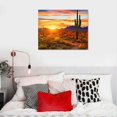thumbnail image 4 of Nawypu  Modern Canvas Wall Art Golden Sunset Arizona Sonoran Desert Landscape Painting Saguaro Cactus Pictures Print on Canvas Botanica Decor for Bedroom Living Room Office 20x16 inch, 4 of 4