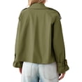 thumbnail image 5 of Long Sleeve Double Breasted Women Casual Trench Coat Crop Jacket, 5 of 6