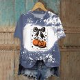 thumbnail image 2 of NOLDARES Halloween Bow Pumpkin Shirt for Women Spooky Season Graphic T Shirt Fall Halloween Short Sleeve Tee Tops,Blue,XL, 2 of 7