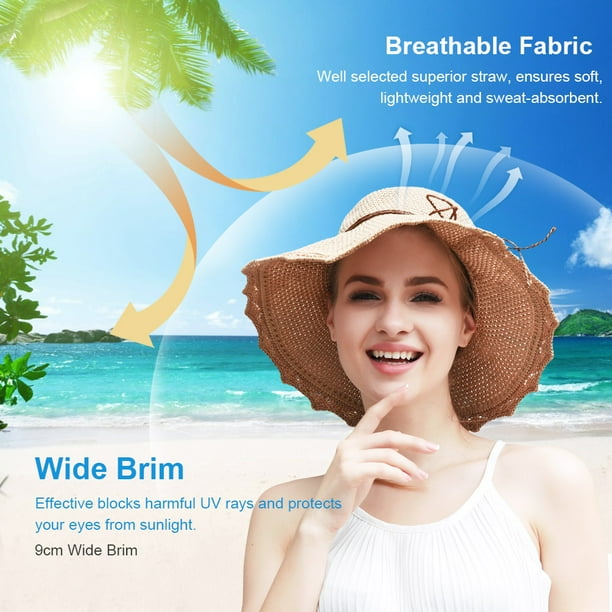 Vbiger Sun Hats for Women Packable Sun Hat Wide Brim UV Protection