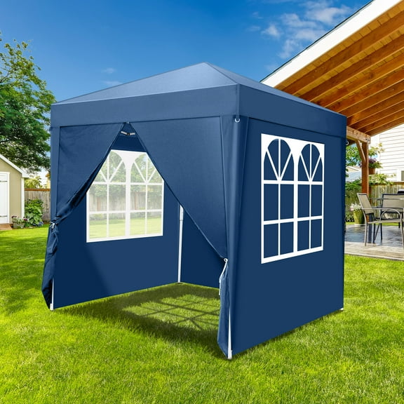 UBesGoo 6.5 x 6.5ft  Ez Pop Up Gazebo Canopy Tent for Outdoor Waterproof Party Wedding 4 Sidewalls (Blue)