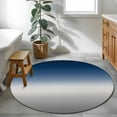 thumbnail image 4 of 3ft Round Rug, Navy Blue Gray Ombre Non-Skid Rubber Backing Large Area Rugs - Living Room Bedroom Home Office, Modern Gradient Abstract Art Indoor Floor Mat Carpets Washable Rug, 4 of 9