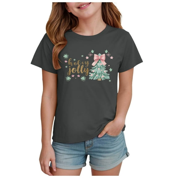 Zshosam Funny Kids Christmas Tshirt Christmas Shirts Boys Girls Christmas Tree T Shirt Toddler Christmas Graphic Tees Holiday Short Sleeve Tops Size 2T 3T,(Grey 2-3 Years)