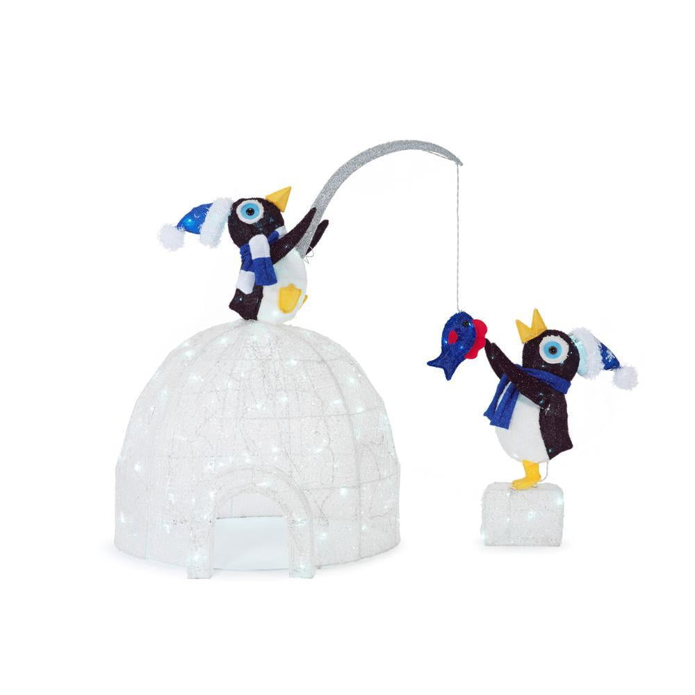 Icicle Shimmer 48 in. Christmas LED Lighted Tinsel and Acrylic Igloo