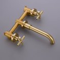 thumbnail image 4 of Bathroom Faucet, 2-Handle Wall Mounted Bathroom Sink Faucet and Rough in Valve Included, Brushed Gold - Brushed Gold, 4 of 7