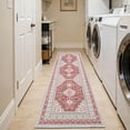 thumbnail image 4 of ARJINCUTE Vintage Distressed Bohemian Red Runner Rugs, 2' x 8' Non-Slip Washable Low Pile Fold-able Floor Mat for Hallway, Kitchen, Entryway, Laundry Room, 4 of 9