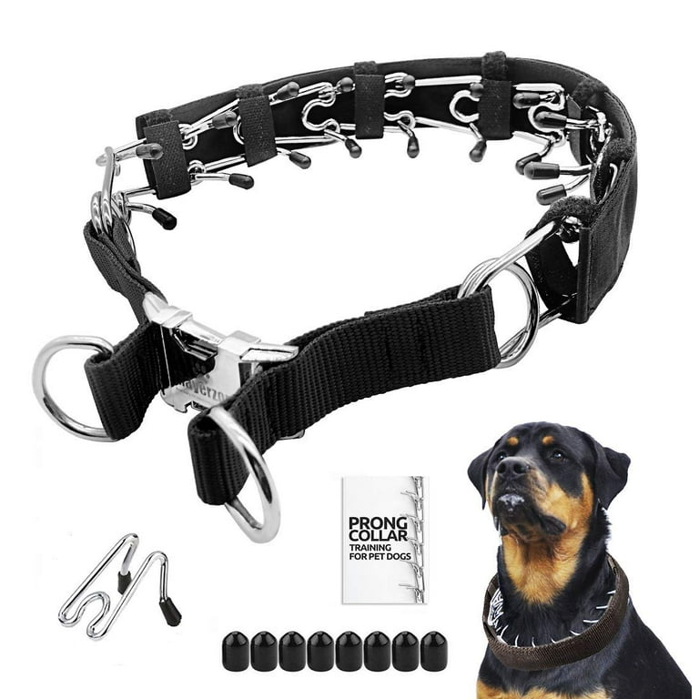 Prong Dog Training Collar with Protector Steel Chrome Plated Dog